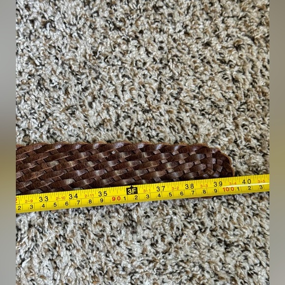 Michael Kors Signed Dark Brown Leather Woven Belt with Large Buckle - Picture 7 of 8